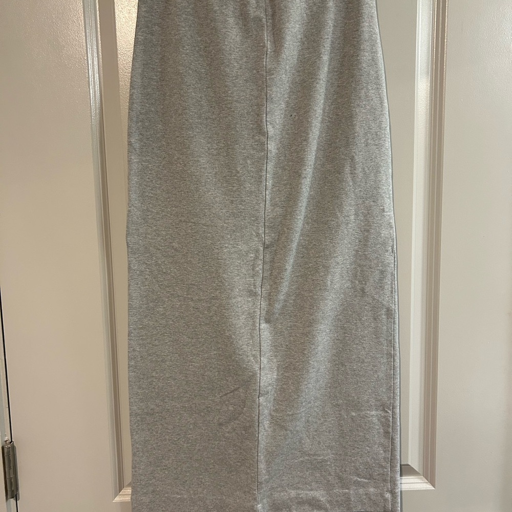 Reformation Elowen Grey High-Waist Midi fleece Pencil Skirt - Picture 4 of 4
